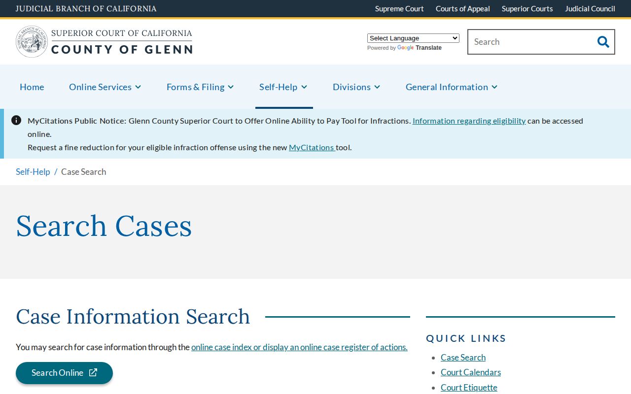 Glenn County released inmates court case search